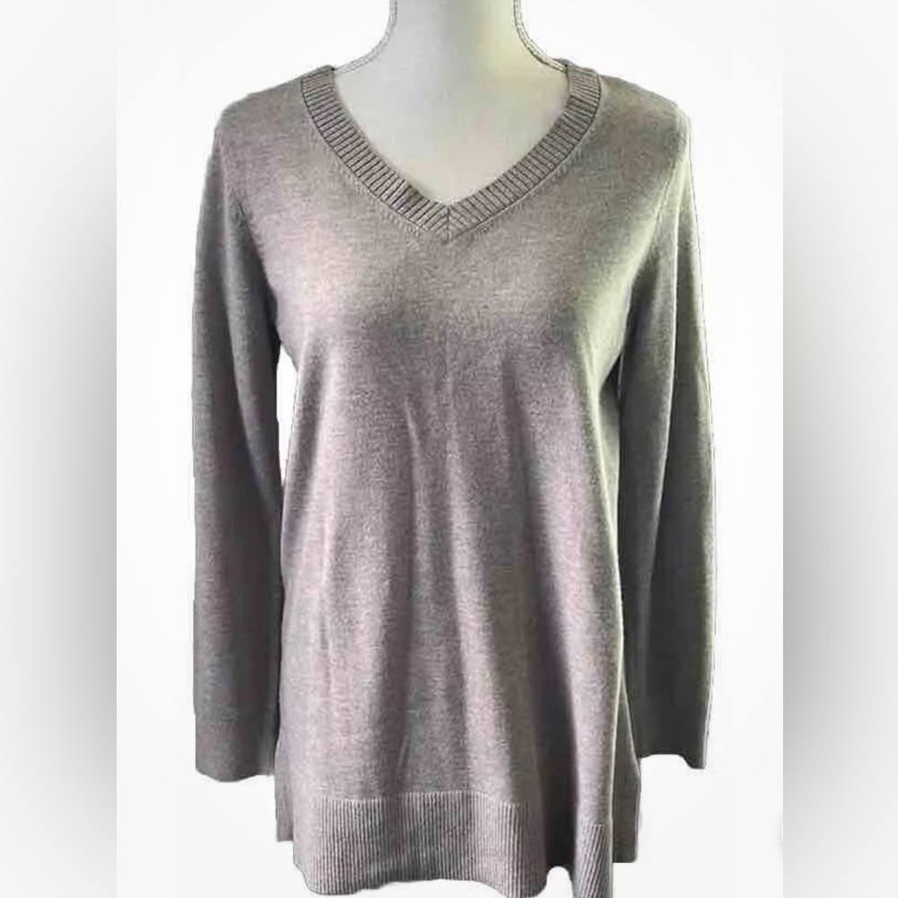 Loft Women’s V Neck Pullover MP Long Sleeve Banded Hem Sweater Size MP